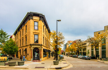 Madison City street view in Wisconsin of USA