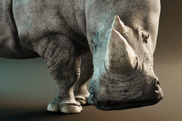 Fototapeta premium Realistic 3D Render of White Rhinoceros