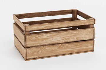 Realistic 3D Render of Wooden Box