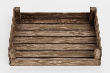 Realistic 3D Render of Wooden Box