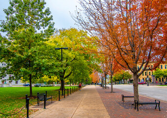 Madison City street view in Wisconsin of USA