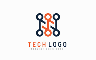 Orange and Grey Abstract Technology Logo Design. Modern Futuristic Line Symbol Design, Usable For Business, Community, Industrial, Tech, Services Company. Flat Vector Logo Design Illustration.