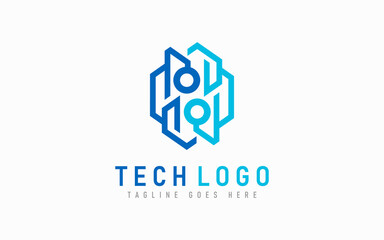 Blue Abstract Technology Logo Design. Modern Futuristic Line Symbol Design, Usable For Business, Community, Industrial, Tech, Services Company. Flat Vector Logo Design Illustration.