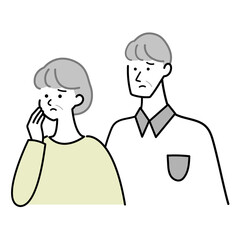 悩むシニア夫婦のイラスト