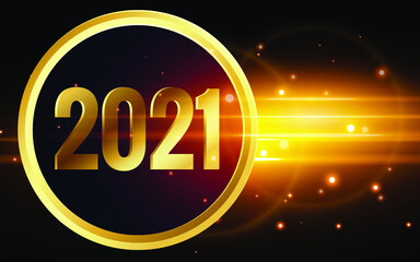 Shiny golden happy new year banner