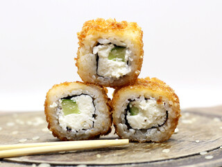 Hot vegetable Japanese rolls, Asian food