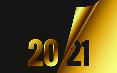 Happy new year banner with elegant gold foil background