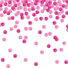 Falling pattern of two shades pink paper confetti. Christmas, Birthday, Valentine, New Born party background for festive decor. Watercolor hand drawn isolated elements on white background.