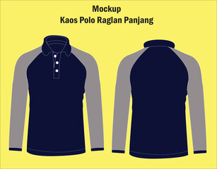 Mockup Kaos Polo Raglan Panjang / Long Sleeve Polo Shirt