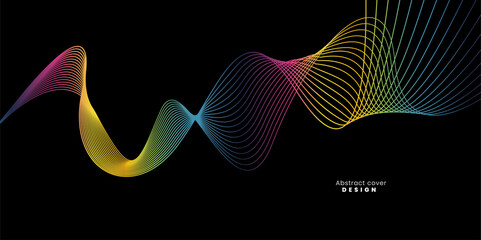 modern Abstract sound wave, lines dynamic flowing colorful light isolated on black background, Vector illustration design element in concept of music, party, technology design.