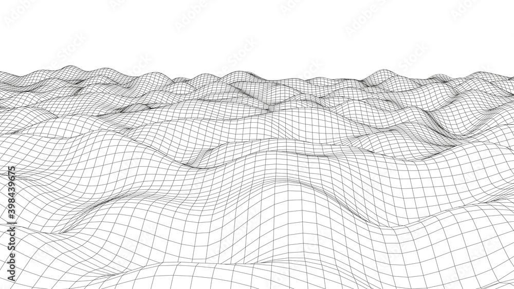 Aufkleber vector perspective grid. big data. vector wireframe 3d landscape. technology grid illustration. futu
