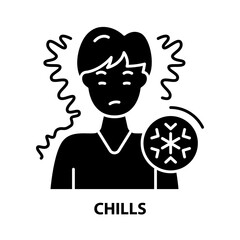 chills icon, black vector sign with editable strokes, concept illustration