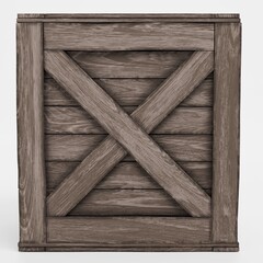 Realistic 3D Render of Wooden Box