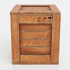 Realistic 3D Render of Wooden Box