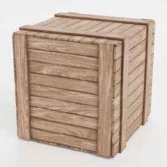 Realistic 3D Render of Wooden Box