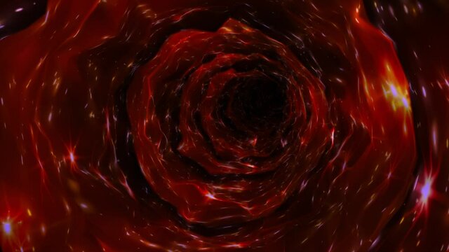 Abstract background flight through neon light wormhole subspace tunnel loop