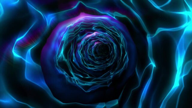 Abstract background flight through neon light wormhole subspace tunnel loop