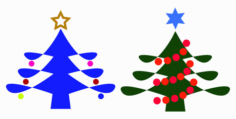 Christmas tree.  New Years holiday. Decorations for Christmas. Vector icon.