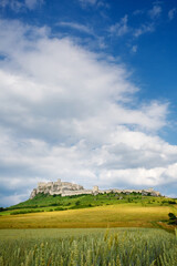Spis Castle at sunny day with picturesque clouds, Slovakia.