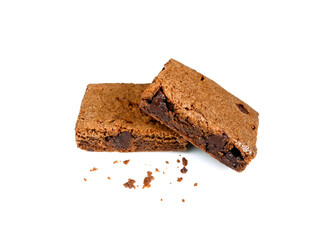 Pile of brownies with crumbs
