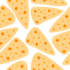 Vector seamlee pattern with pieces of cheese