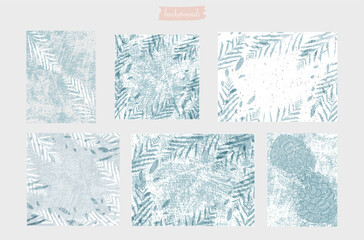 abstract pastel blue patina textured backgrounds set