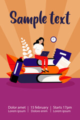 Student studying online. Teenage girl practicing homeschooling during lockdown. Can be used for distance learning, internet course, knowledge, education concept