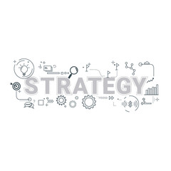 Illustration of stratrgy topic with icons.