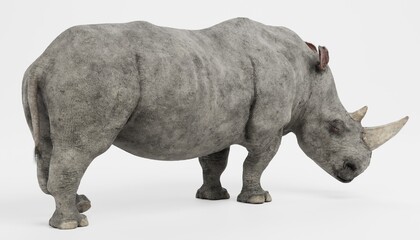 Obraz premium Realistic 3D Render of White Rhinoceros