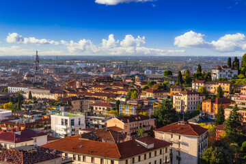 Fototapeta premium Cityscape of the Bergamo city in autumn, Italy