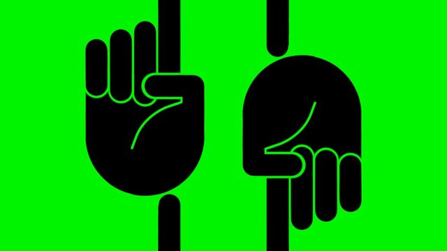 UP AND DOWN
Graphical hands,pointing and moving up and down.HD 1080.Green screen,alpha matte.Seamless loop.