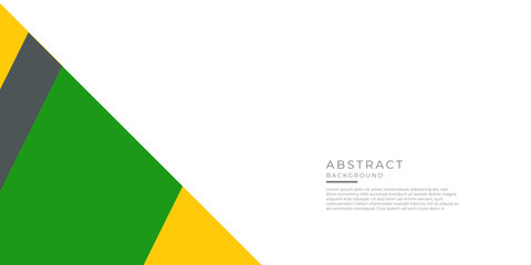 Fototapeta premium Abstract geometric green yellow white background in paper cut style. Straight lines. Horizontal banner. Design for brochures, posters, flyers, advertising. Place for text. Vector.