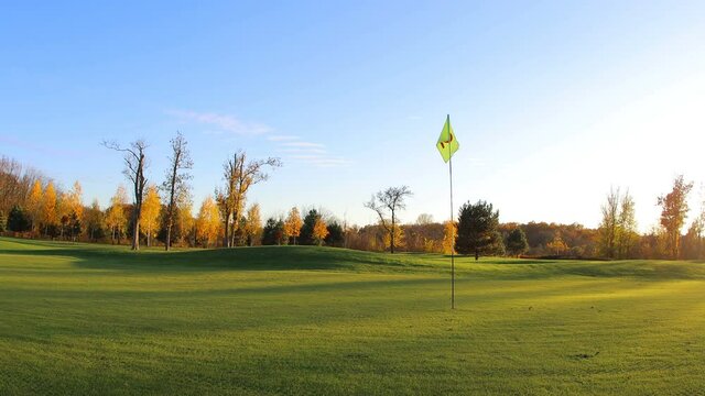 Soothing natural scene. Calm landscape background. Golf field.