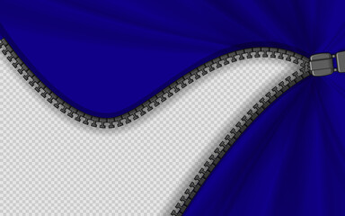 Obraz premium Background blue pleated fabric with a zipper Vector illustration.