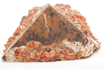 garnet on pyrite mineral