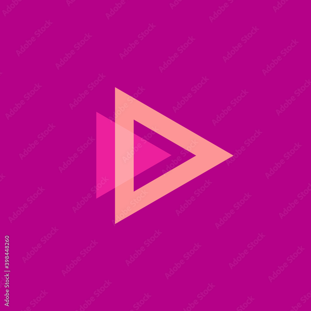 Leinwandbilder play icon. abstract triangle button. orange linear gradient simple flat abstract logo template. mode
