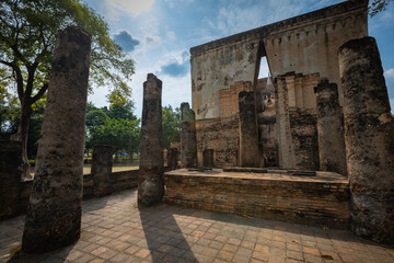 Wat Si Chum in Sukhothai Historical Park is a historic site big statue of Buddha Phra Achana Sukhothai in asia Thailand. This is public property, no restrict in copy or use.