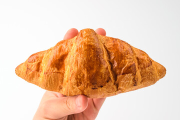 Croissant bread on white background