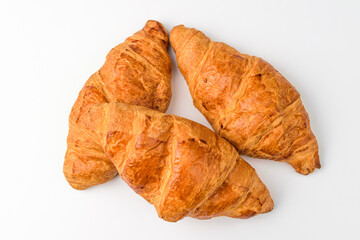 Croissant bread on white background