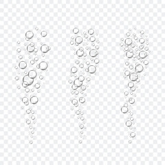 Bubbles in water on transparent background. Bubbles in water for wallpaper, texture background and pattern template. Water bubbles, vector background