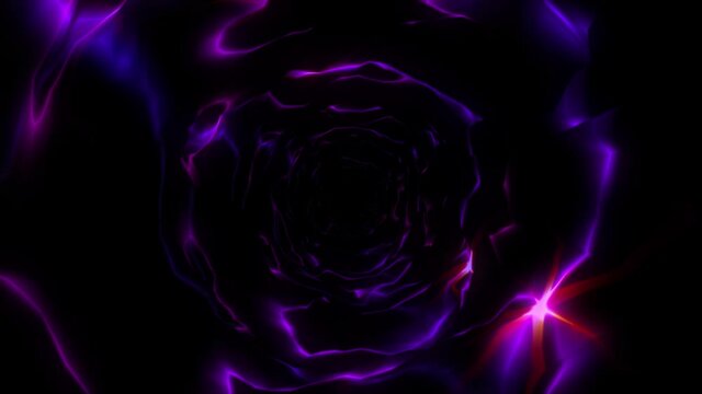 Abstract background flight through neon light wormhole subspace tunnel loop
