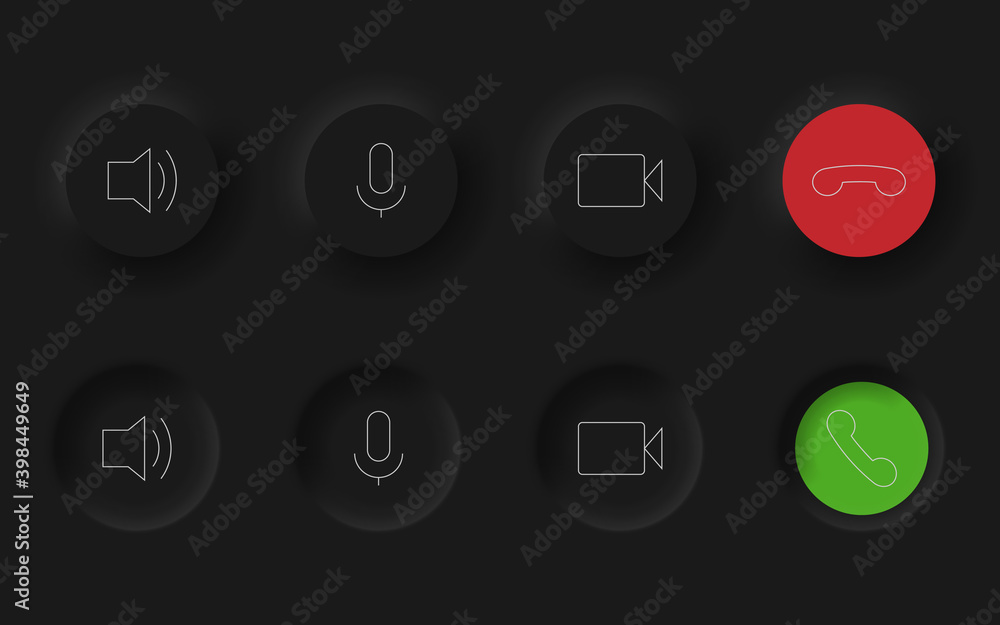 Poster black buttons in neomorphism design style. communication buttons set modern buttons. vector