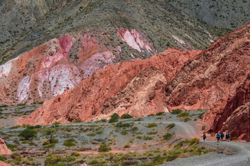 Stock photo of the colored hills and mountains in Purmamarca village , Jujuy, Argentina. Landscape