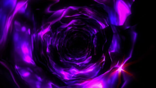 Abstract background flight through neon light wormhole subspace tunnel loop