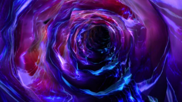 Abstract background flight through neon light wormhole subspace tunnel loop