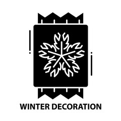 winter decoration icon, black vector sign with editable strokes, concept illustration