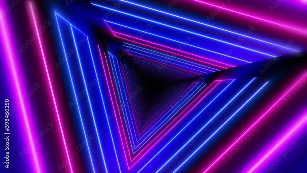 Wall mural abstract background flight through neon light digital tunnel loop