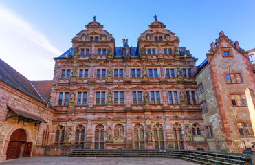 Obraz premium Interiror architecture of Heidelberg ruin castle by day, Germany