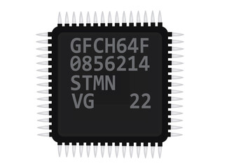 Black micro controller. electronic chip. vector
