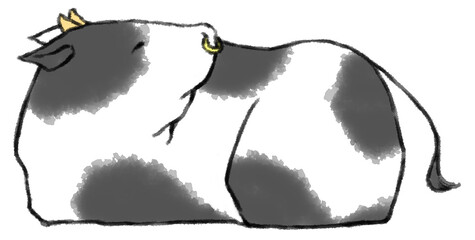 水彩風のホルスタイン牛